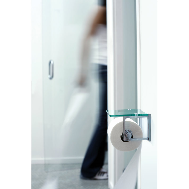 Frame Double Post Toilet Paper Holder with Cover, Polished Chrome