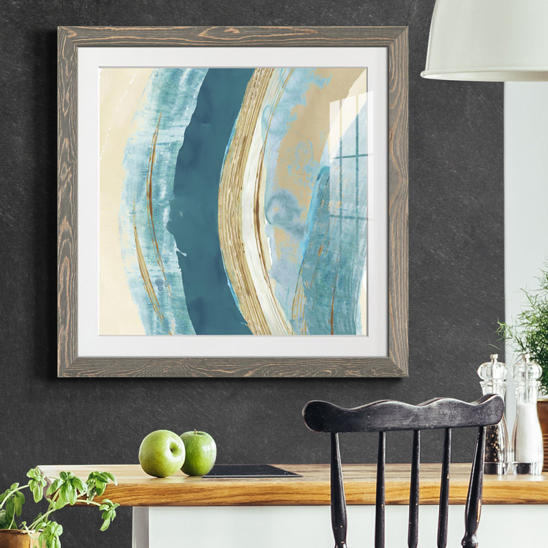 «Made Blue Waves II», reproduction encadrée de qualité supérieure - prête à être accrochée, H 17 po x l 17 po x P 1,5 po