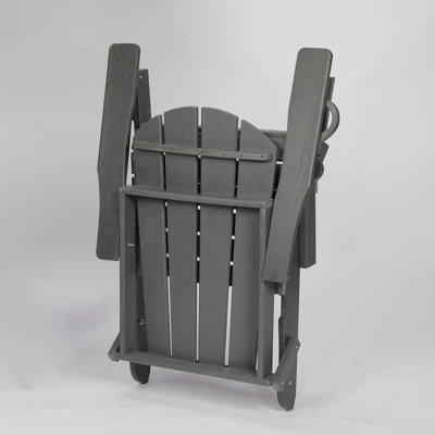 HDPE Folding Adirondack Chair with Dual Cup Holder - Composite Adirondack Chair with Wood Texture