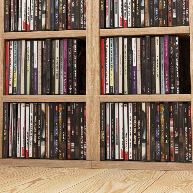 Ermanno Set of 2 CD Storage Units with Adjustable Shelves, Brown