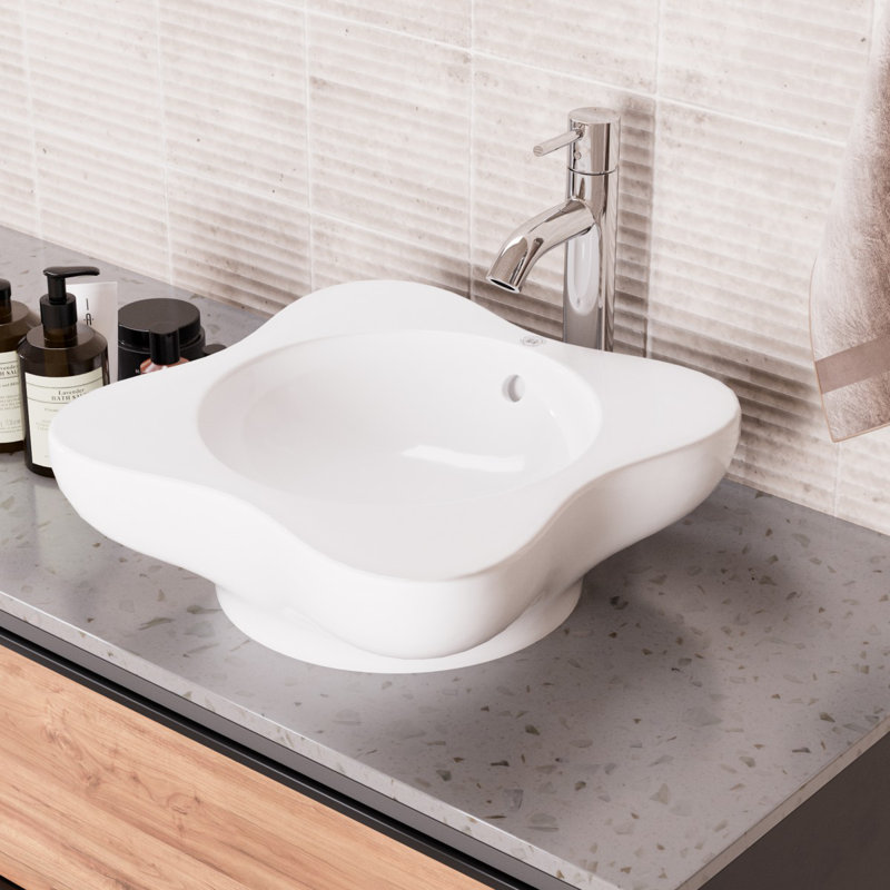 The Renovators Supply Inc. 17'' Vitreous China Specialty Bathroom Sink with Overflow, White