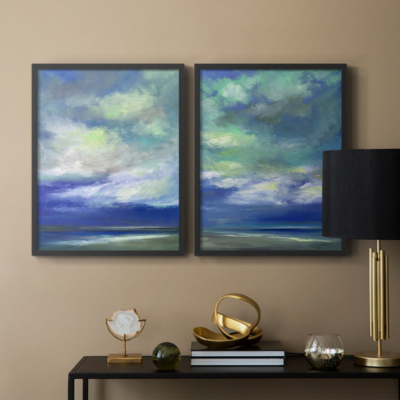 Island Dusk - reproduction encadrée de qualité supérieure - prête à être accrochée - aucun clou requis - aucun clou requis