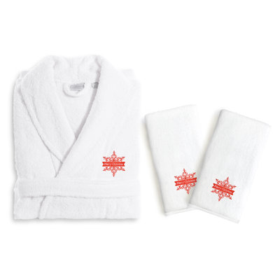 Merry Christmas Terry Cloth Gender Neutral Bathrobe with Pockets and Hood for Kids