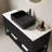 Tulio 48"Striped Bathroom Vanity With Vessel Sink, Freestanding Bathroom Storage Cabinet With Three Doors And One Open Shelf, Black Rectangular Ceramic Basin And Carrara White Sintered Stone Counter Top, Black
