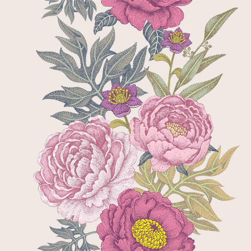 Hestia Seamless Pattern Flowers - Wrapped Canvas Print, 30cm H x 30cm W x 3.8cm D