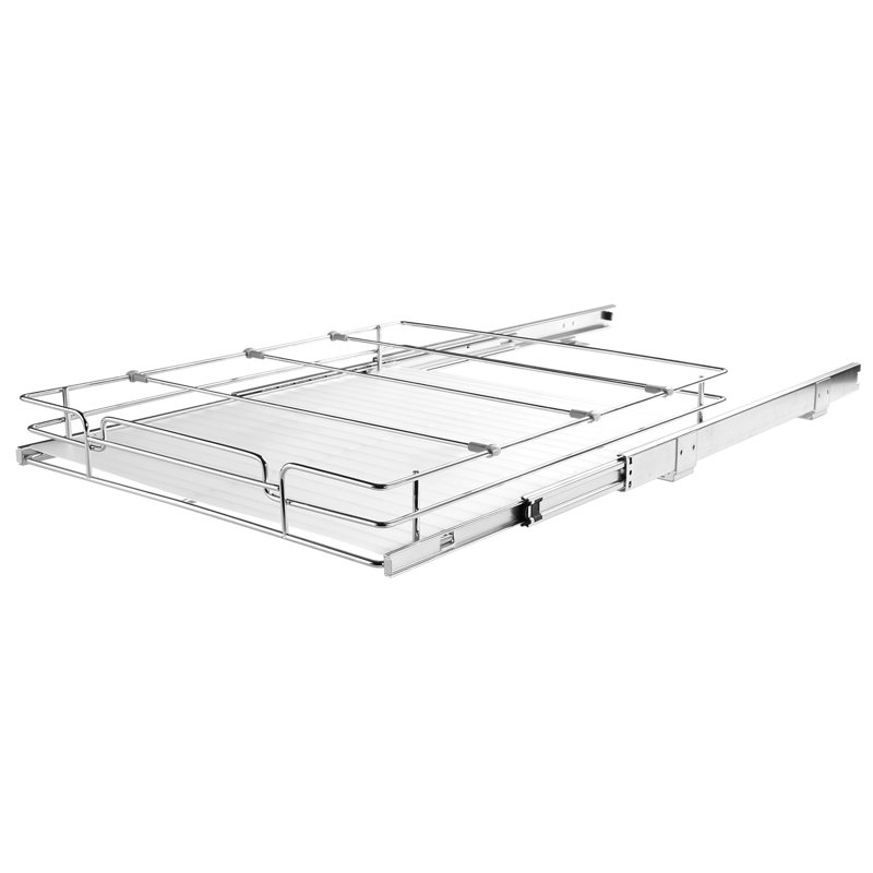 Rangement d'armoire escamotable pour la maison, tiroirs à roulettes en acier, l 14 po x P 21 po x H 2,5 po, installation facile en 4 étapes, cuisine coulissante avec garde-manger, propreté du plateau amovible, antirouille