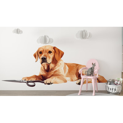 Golden Retriever Wall Decal Large Dog Wall Sticker Kids Room Pet Lover Removable Animal Mural, 066Gm
