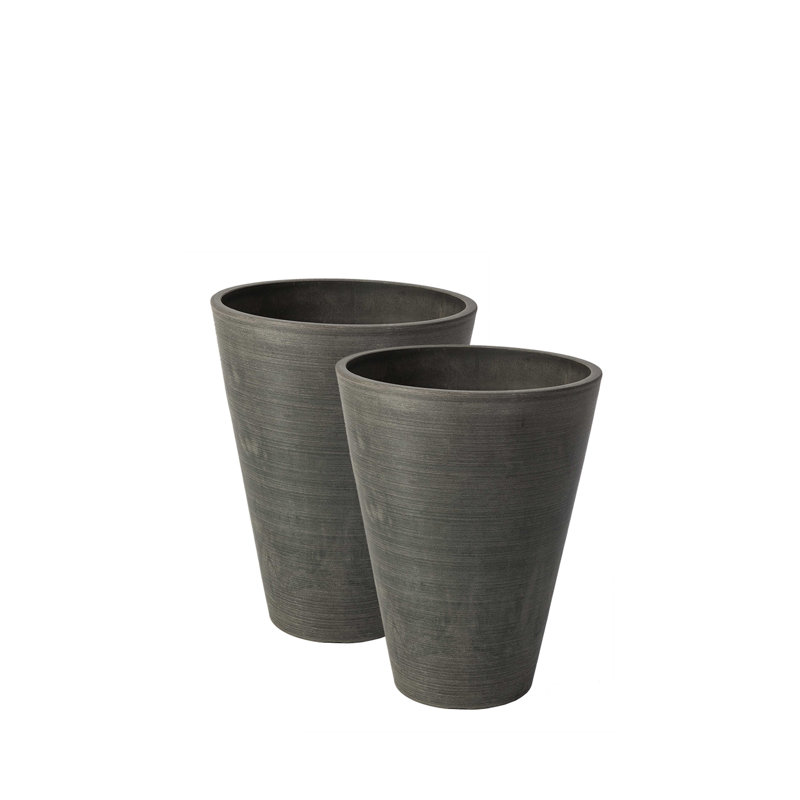 Bayley Composite Round Pot Planter Set, Charcoal