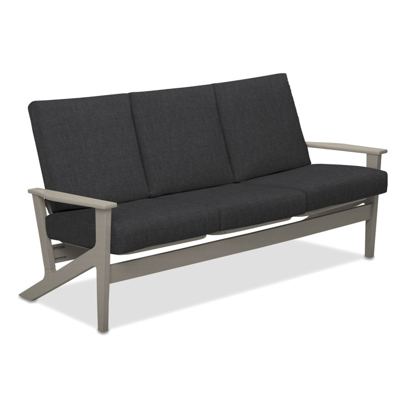 Chrisa 74.5'' Wide Patio Sofa with Cushions, Warm Gray, Cast Slate Sunbrella® Plainweave