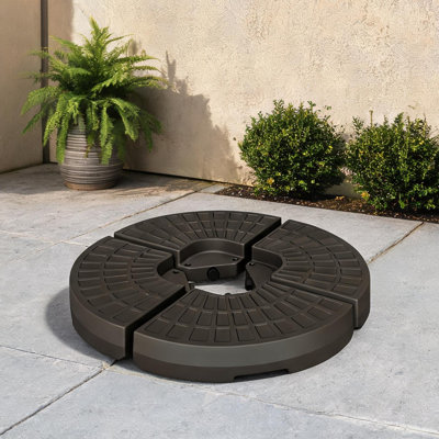 Ensemble de base de parasol en porte-à-faux en forme de ventilateur brun de 4, remplissable avec du sable ou de l'eau, 220 lb maximum