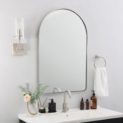 Miroir de salle de bain Malisa Cadre épais en acier inoxydable