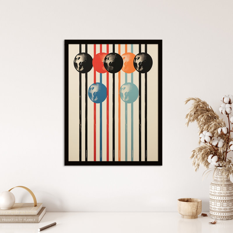 Abstract Orbs Geometric Stripes Spheres - Single Picture Frame Print