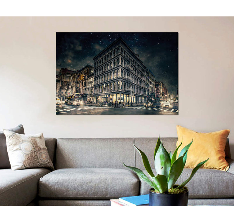 « back to gotham » par jackson carvalho, impression sur toile tendue, H 26 po x l 40 po x P 1,5 po, Toile tendue