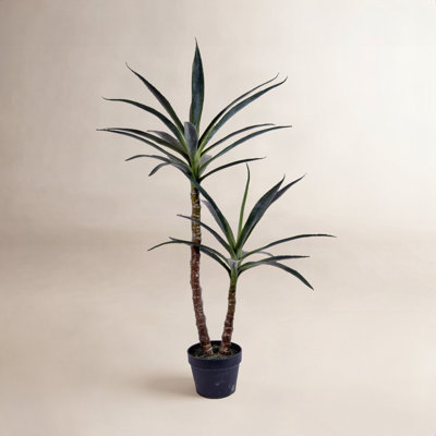Artificial Green Yucca Tree in Black Planter Pot