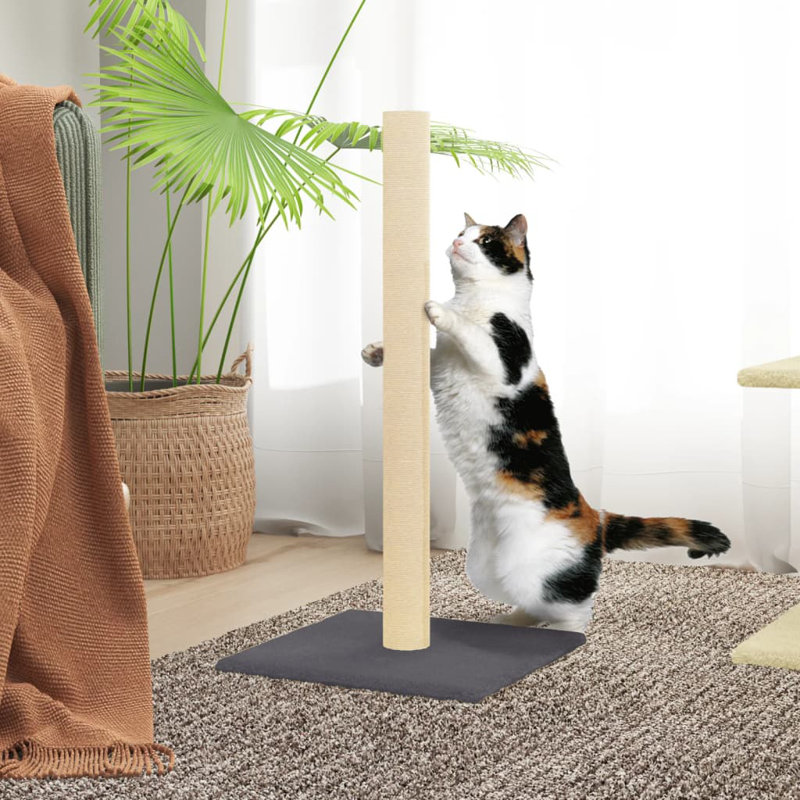 Cat Scratching Post Engineered Wood, Plush, Sisal, Dark Gray