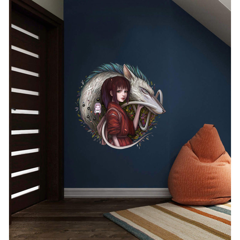 Décalcomanie murale fille d’anime, H 46 po x l 50 po