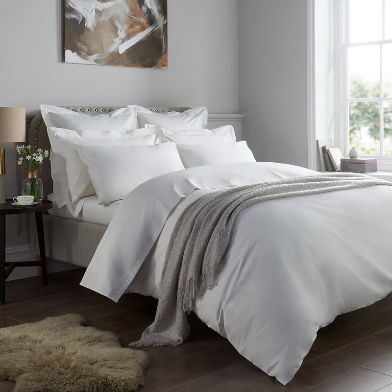 Marview 1000 Thread Count Sateen Standard Fitted Sheet, Double (4'6), White