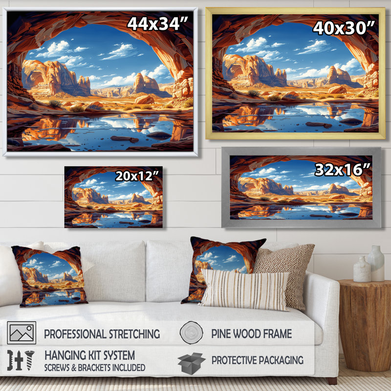 «Arches National Park Desert Caves Landscape II - Canyon», reproduction d'art, H 12 po x l 20 po x P 1 po