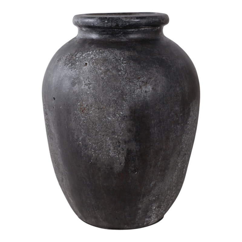 Modern Decorative Pottery Terracotta Vase With Textured Surface And Rounded Rim For Casual Home Style Accents Sleek Rustic Design Versatile Standalone Display Handmade-Look Artisan Finish