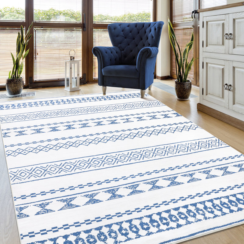 Leighla Washable Geometric Indoor Rug, Rectangle 5' x 7'