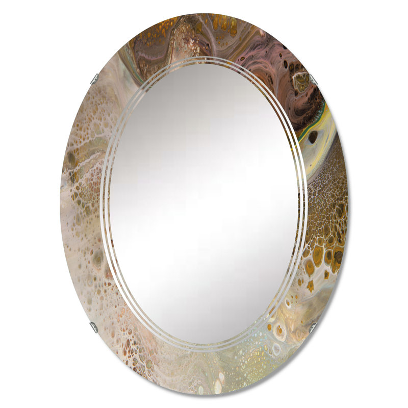Gold Brown Marble Universe Wall Mirror, Modern Printed - Abstract Gold And Brown Marble Universe, 30" x 20"