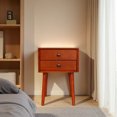 Nightstand With 2-Drawers, Small Side End Table With Storage