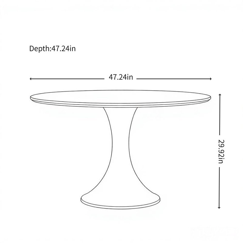 Modern and Simple Round Dining Table, Black
