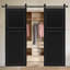 Porte de grange coulissante double en panneau de fibres à densité moyenne noyer noir 2 panneaux 80 po x 36 po Double-136228645