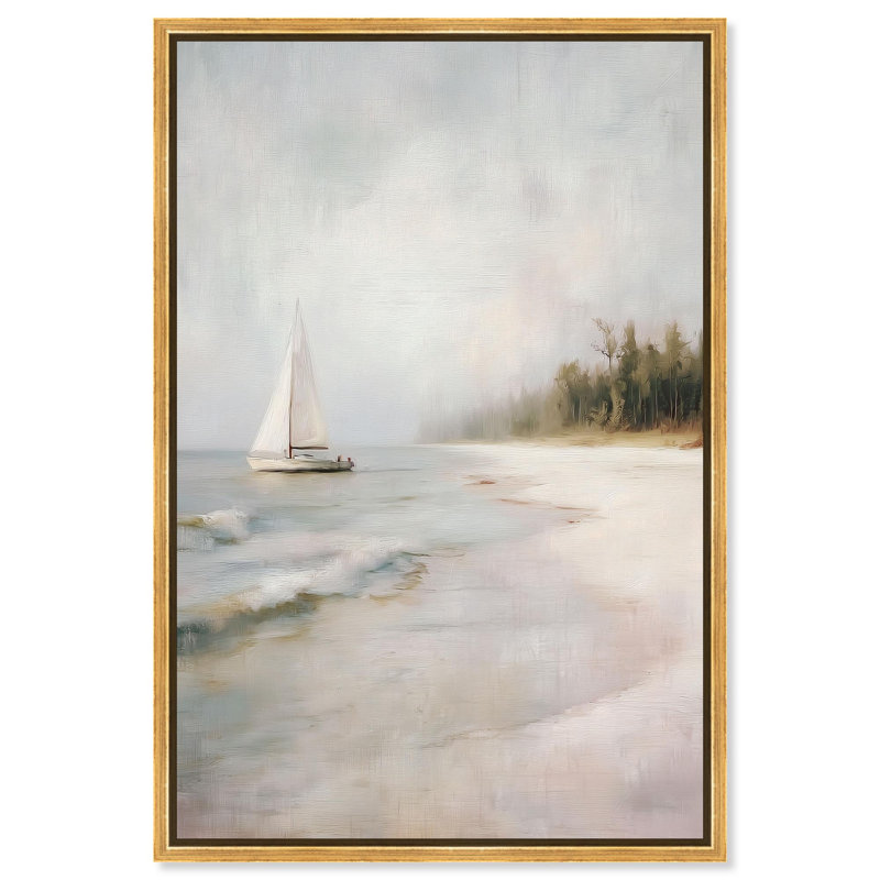 Décoration murale "Misty Sail Away I" par Art Remedy, cadre blanc, 36 x 54, Cadre blanc, H 55 po x l 37 po