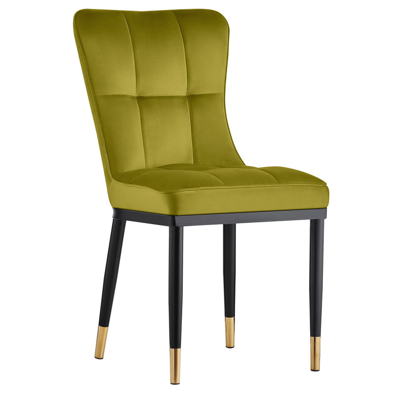 Chaise Parsons rembourrée et revêtue de velours, Vert olive