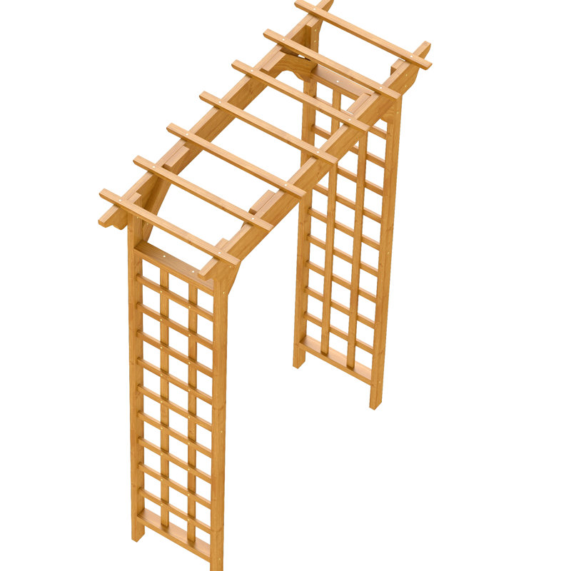 Élégant événement - construction en bois, plante de jardin, treillis, décoration de fête de mariage en bois jaune