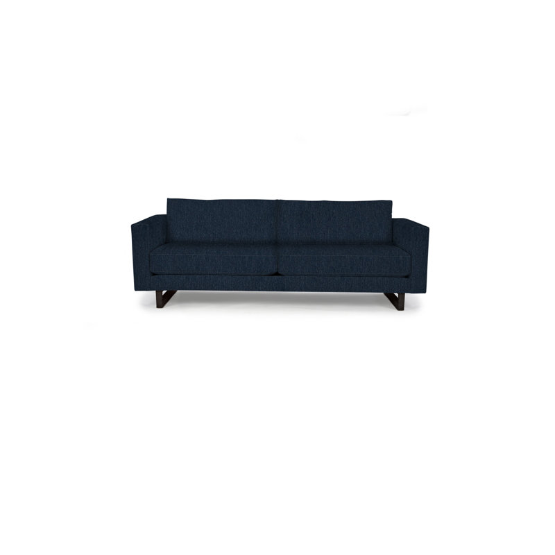 Avalon Sofa, Midnight Blue Polyester Blend, Wenge