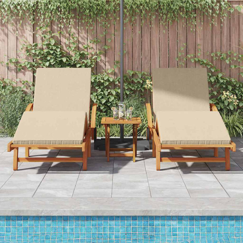 67cm Long Acacia Double Chaise, Beige