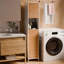 Armoire de rangement haute avec porte en lattes de bambou