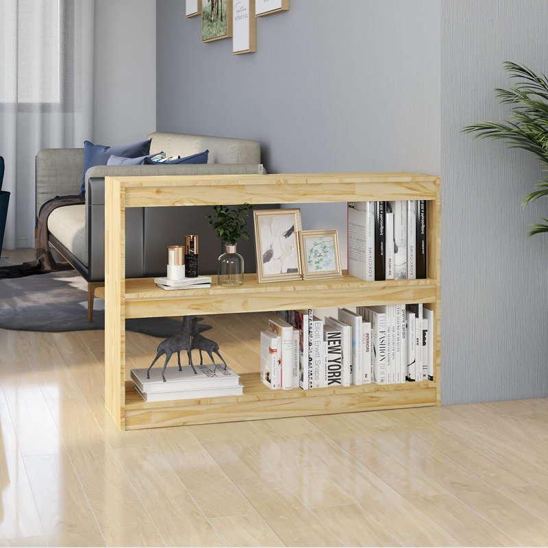 Book Cabinet/Room Divider, Smoked Oak, (2 Shelves) 72cmH x 100cmW x 30cmD