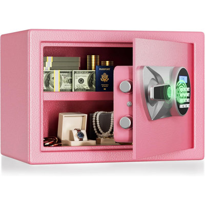 Biometric Safe 1.0 Cub Digital Home Security Safe with LCD Display Dual Alarm System Mute Mode Quick Access Fingerprint Recognition Lock Box for Money Jewellery