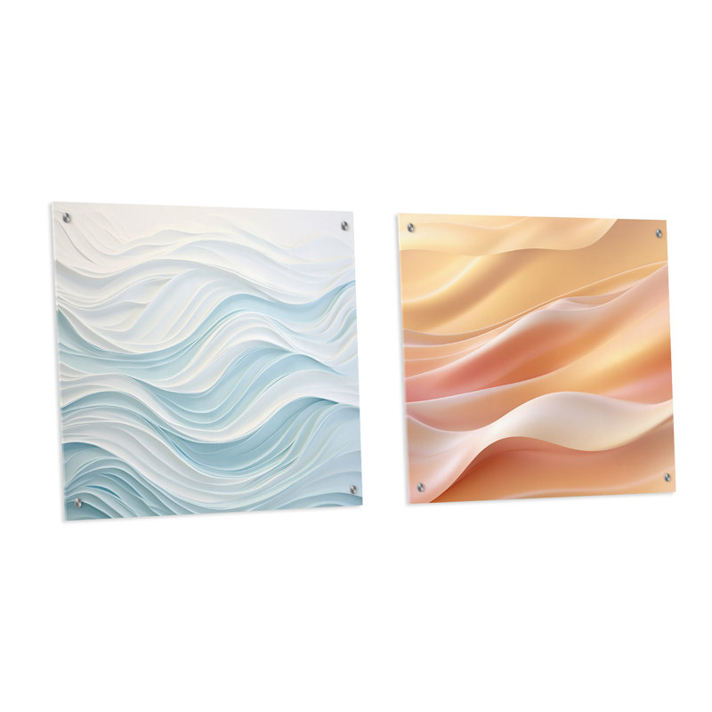 Chlora - Ensemble de 2 peintures murales abstraites en acrylique sur verre marbré, H 36 po x l 73 po