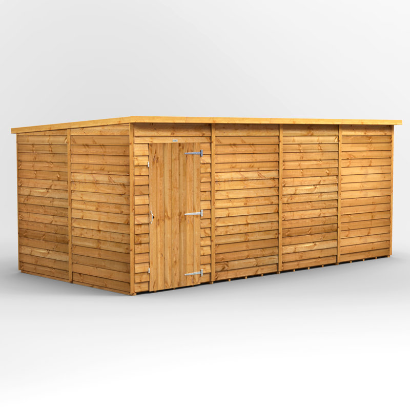 Powersheds 16 x 8ft Timber Overlap Windowless Pent Garden Shed