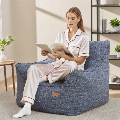 Fauteuil à billes désossé avec rembourrage, fauteuil à billes avec accoudoirs moelleux et poches latérales, grand fauteuil confortable pour adultes et adolescents, salon, chambre à coucher, dortoir, appartement