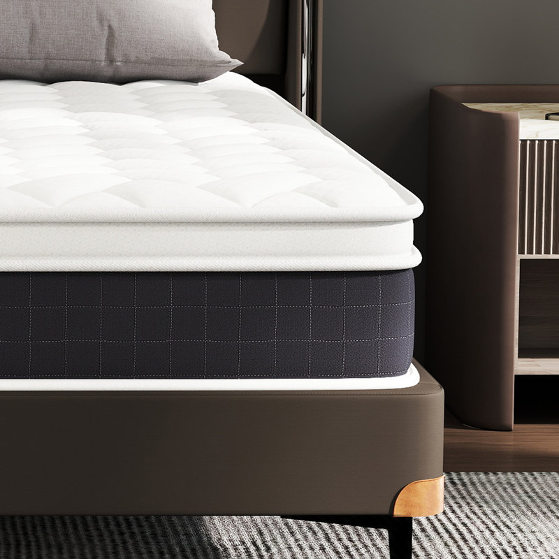 Matelas pleine grandeur, matelas à ressorts ensachés hybrides de taille moyenne, matelas à plateau-coussin dans une boîte