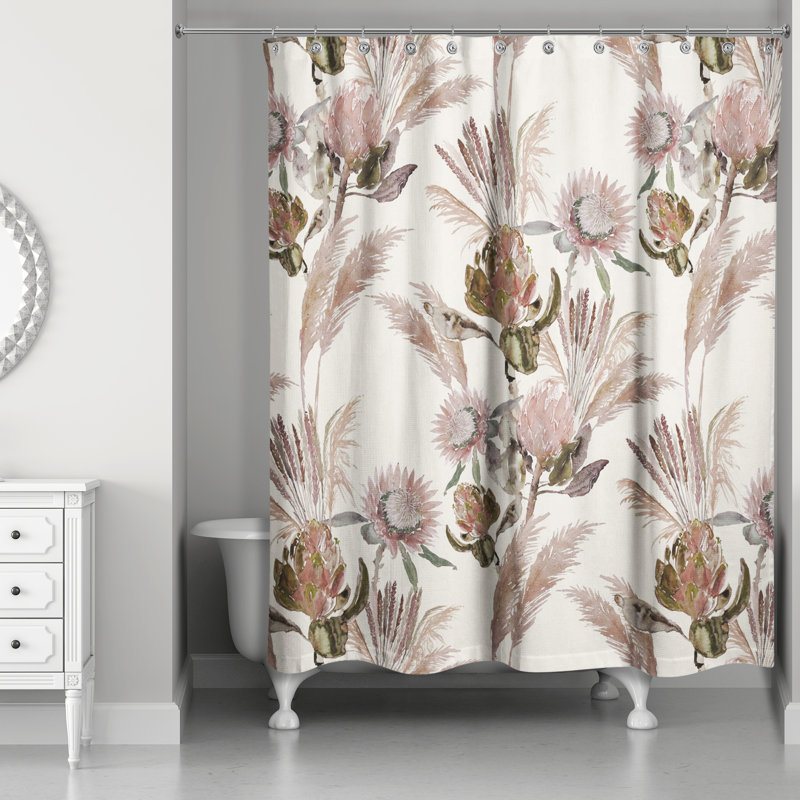 Rideau de douche simple en polyester Mizelle, Crème