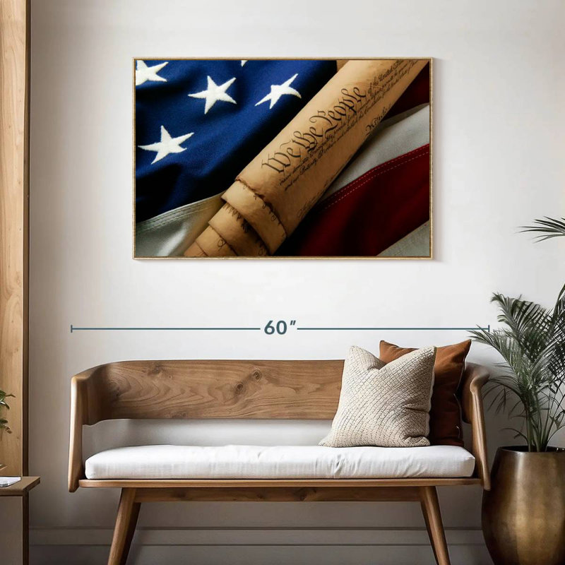 Liberté américaine, Cadre flottant en bois naturel, 43 po x 29 po