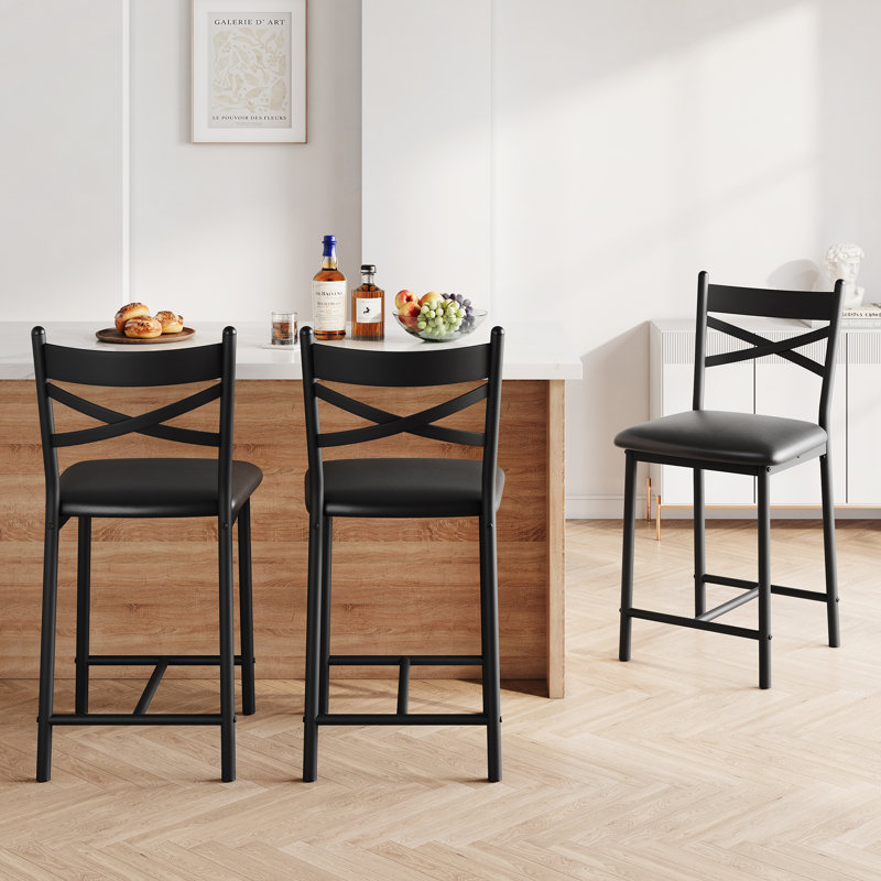 96cm H Cross Back Side Chair in Black