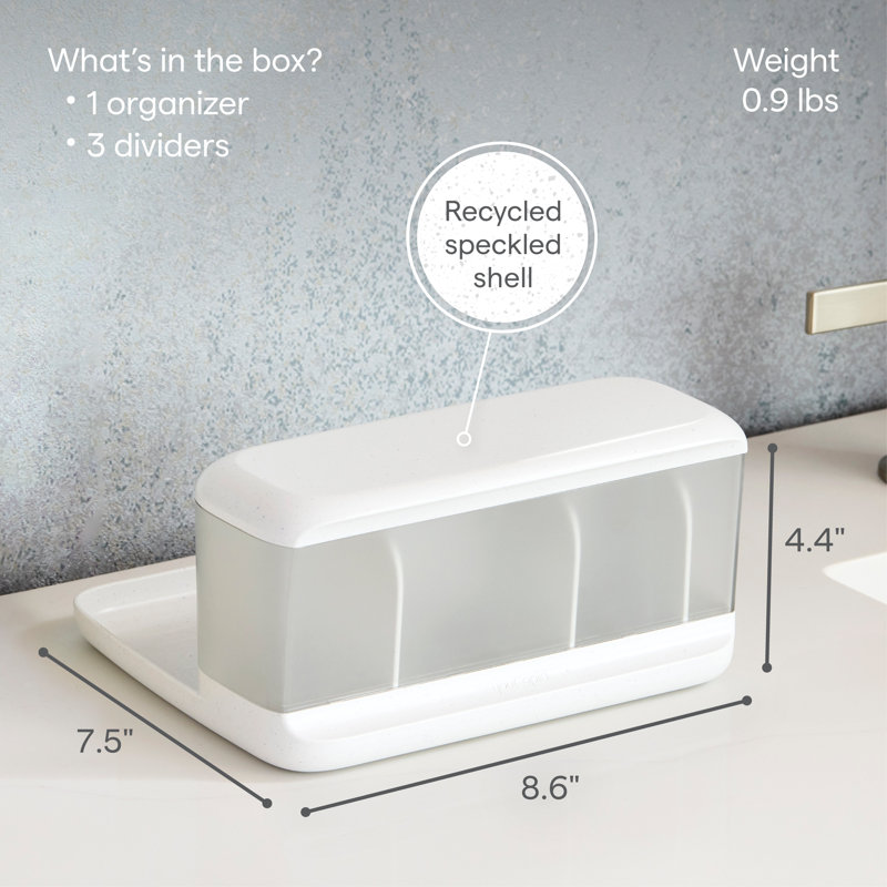YouCopia HideAway Counter Caddy, Bathroom Countertop Organizer Bin with Adjustable Dividers and Lid