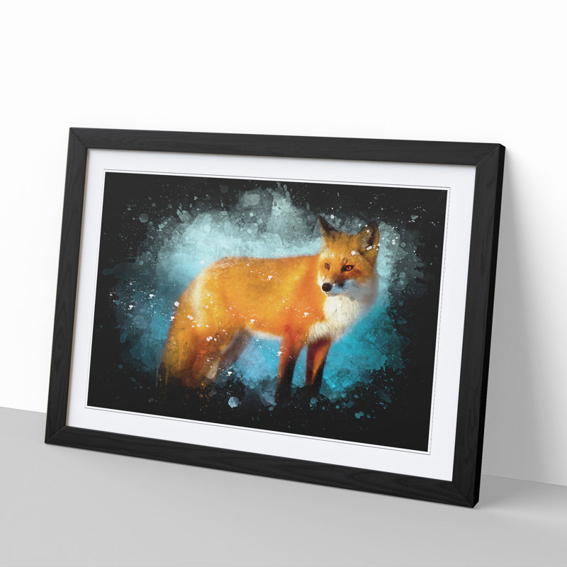 Red Fox Vol.3 - Picture Frame Painting, 65cm H x 90cm W x 2cm D, Black Framed