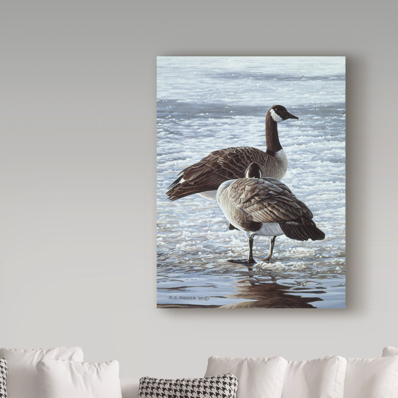 «Freeze Up Canada Geese» par Etelca, impression sur toile tendue, H 47 po x l 35 po x P 2 po