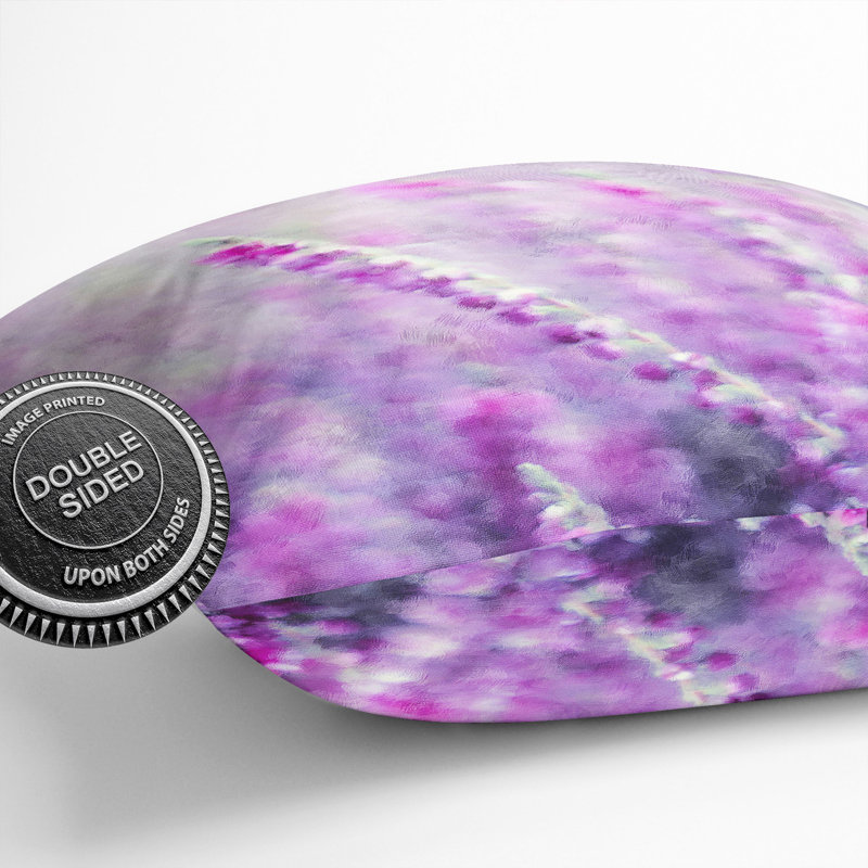 Purple Heather Painting Square Throw Cushion, 40cm H x 40cm W x 15cm D