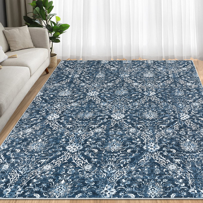 6x9 Area Rug Non Slip Backing Machine Washable Rug Foldable Stain Resistant Vintage Carpet for Living Room Bedroom Home Office Decor