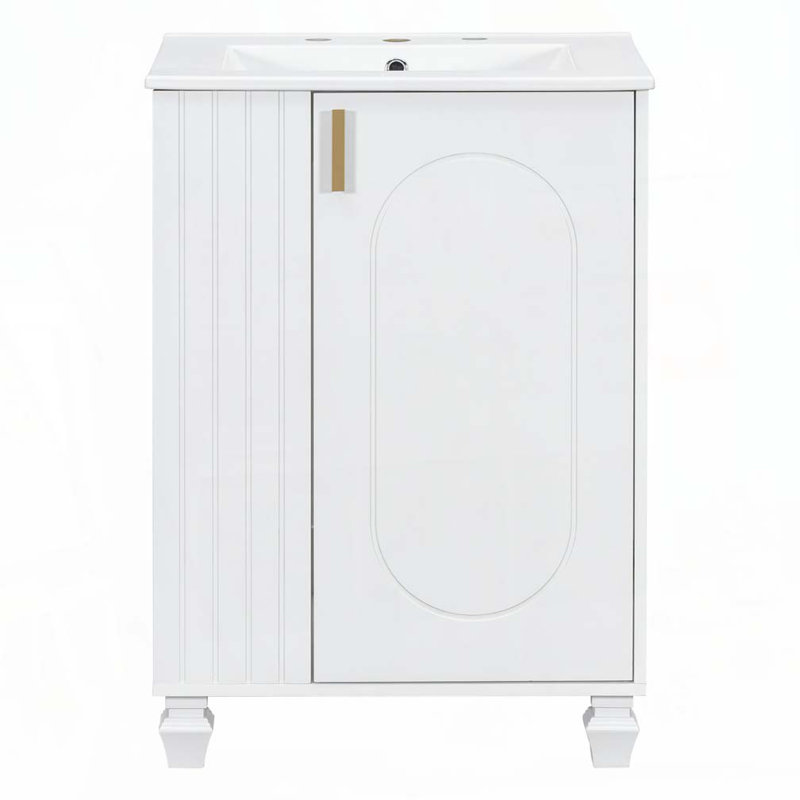 Meuble-lavabo 24 po avec lavabo en céramique, Blanc