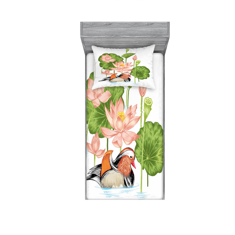 Ensemble de draps en ducklings pour la mandarine, avec lotus lilys et fleurs